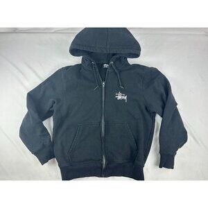Stussy Stock Black Zip Up Fleece Hoodie Size Xs Men’s